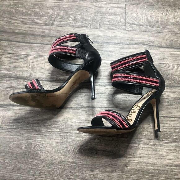 Revolve Sam Edelman Alton Black/Red Zipper leather heel - Picture 7 of 8